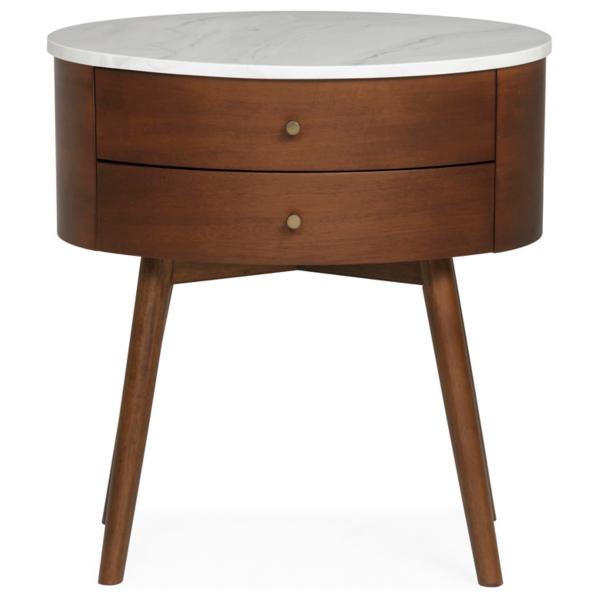 Mid Century Eliot Oval Nightstand with Stone Top