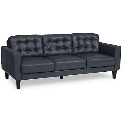 Zane Leather Sofa - BLUE