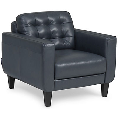 Zane Leather Chair - BLUE