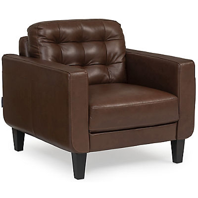 Zane Leather Chair - BROWN