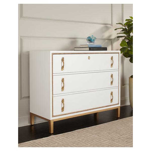 Trio White and Champagne Gold Chest of Drawers