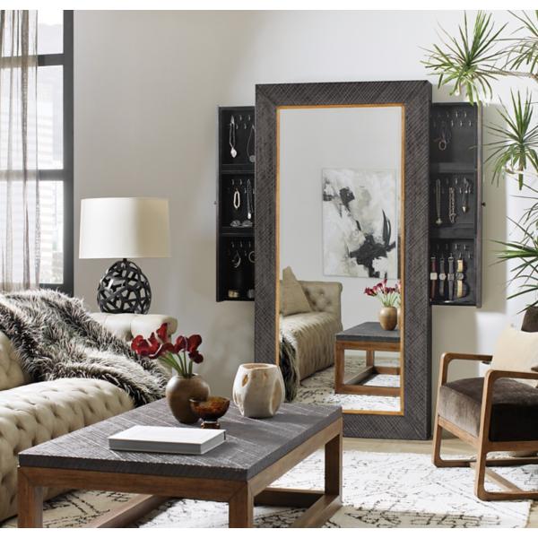 Floor mirror with jewelry on sale storage