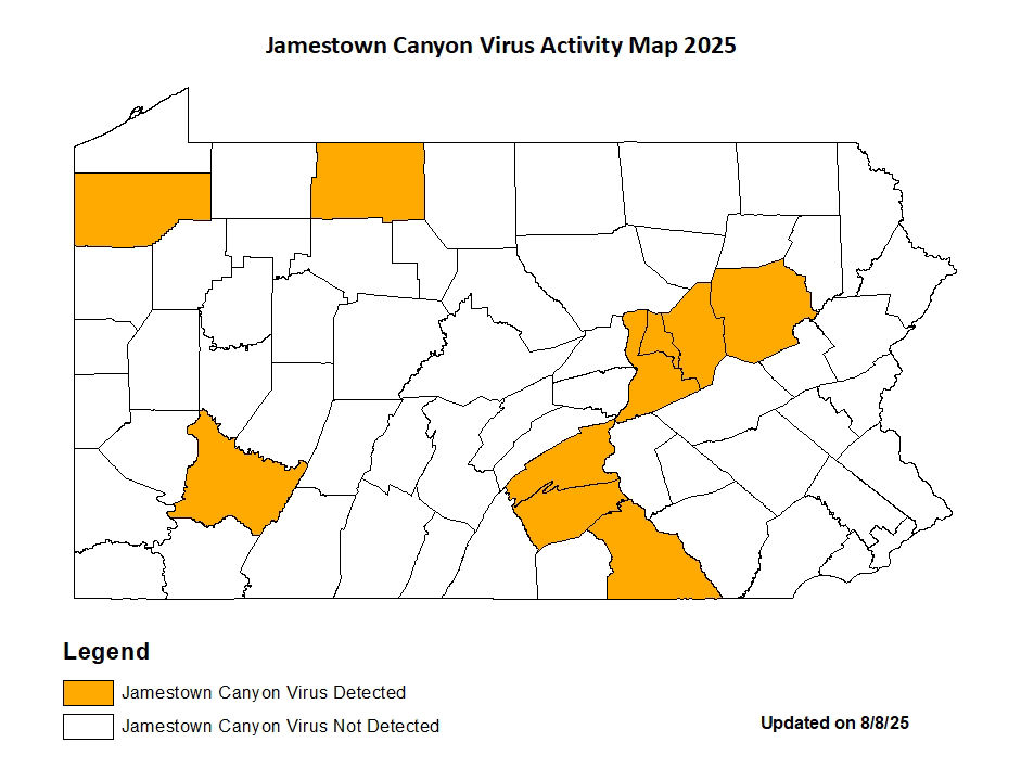 Aug 2025 Jamestown Canyon Virus Activity Map