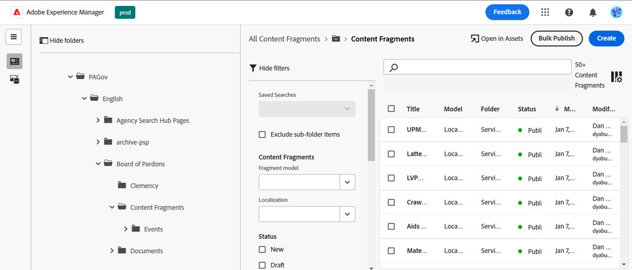 Agency folders where Contact Fragment is needed