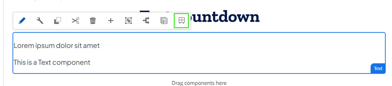 The component editing toolbar, with a green square around the Convert to Experience Fragment option (last option in the toolbar).