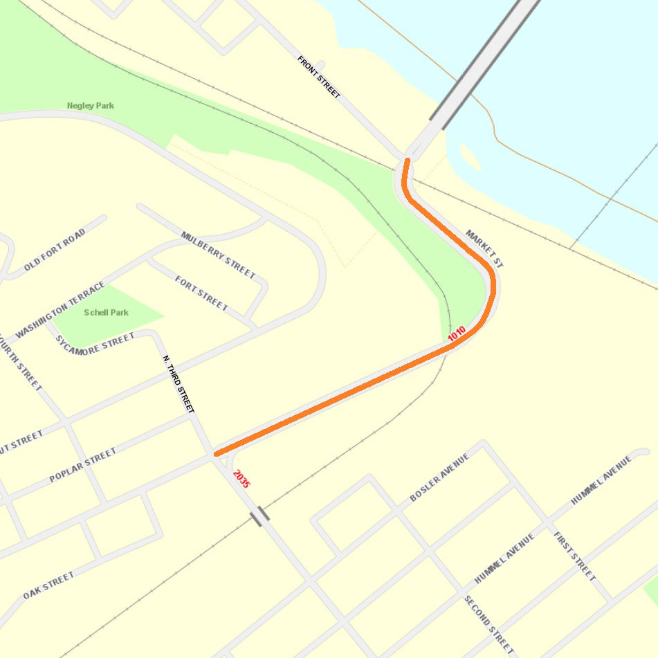 Location of field work on Market Street in Lemoyne and Wormleysburg, Cumberland County