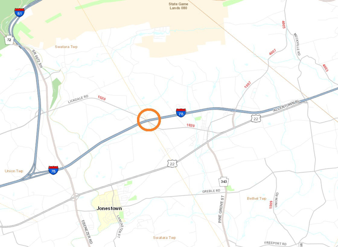 Lickdale Road Bridge over Interstate 78 bridge inspection in Lebanon County.