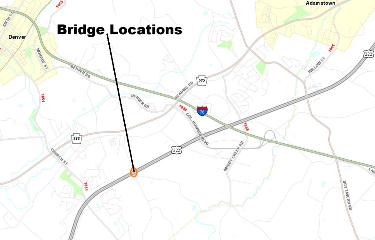 map indicating bridge locations