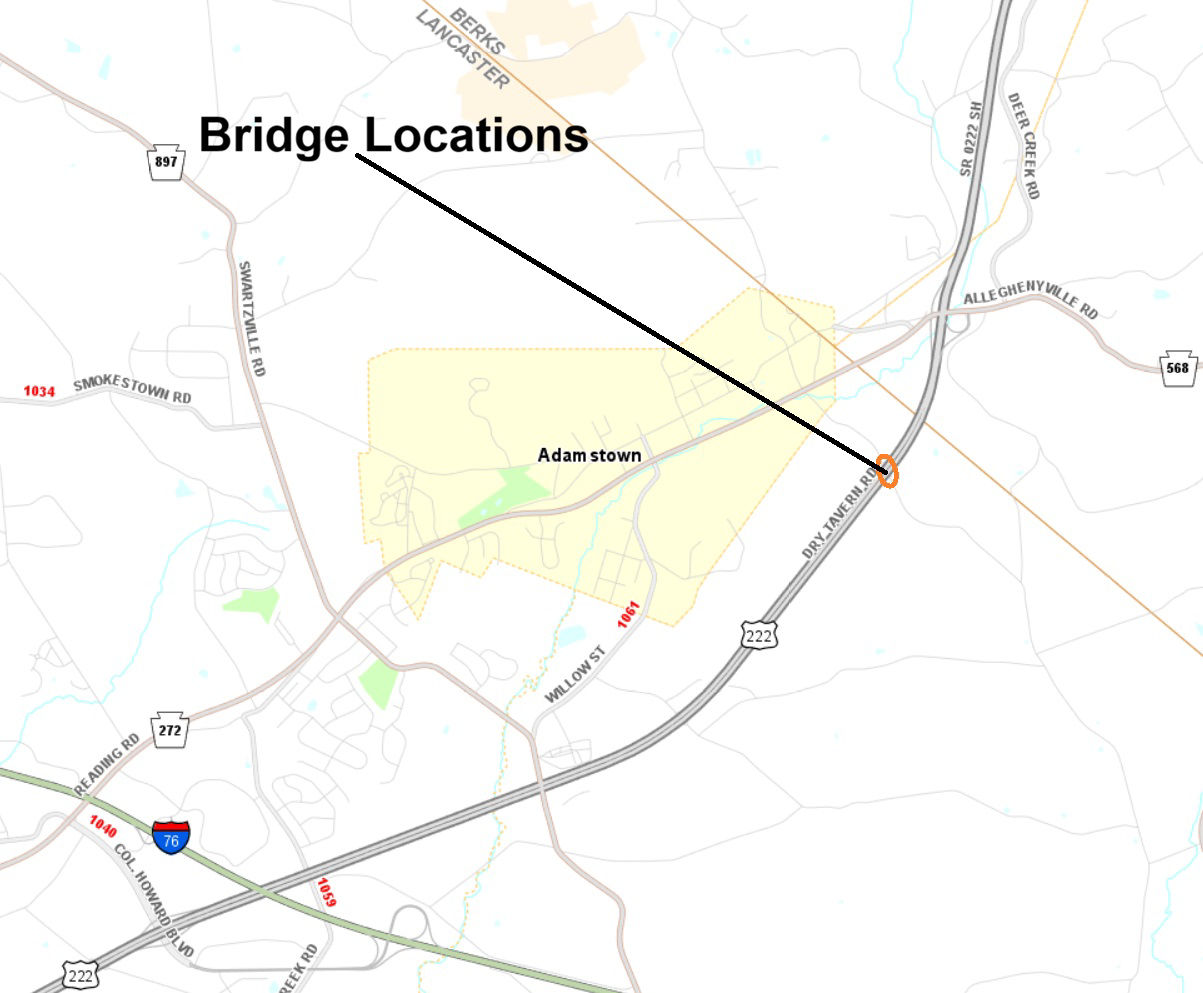 map indicating bridge locations