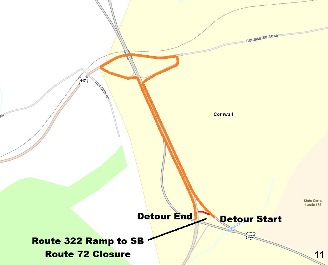 map indicating project location and detour