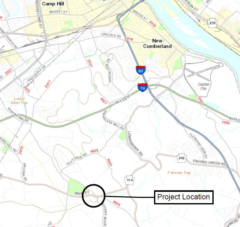 Location of Main Street bridge in Cumberland County.