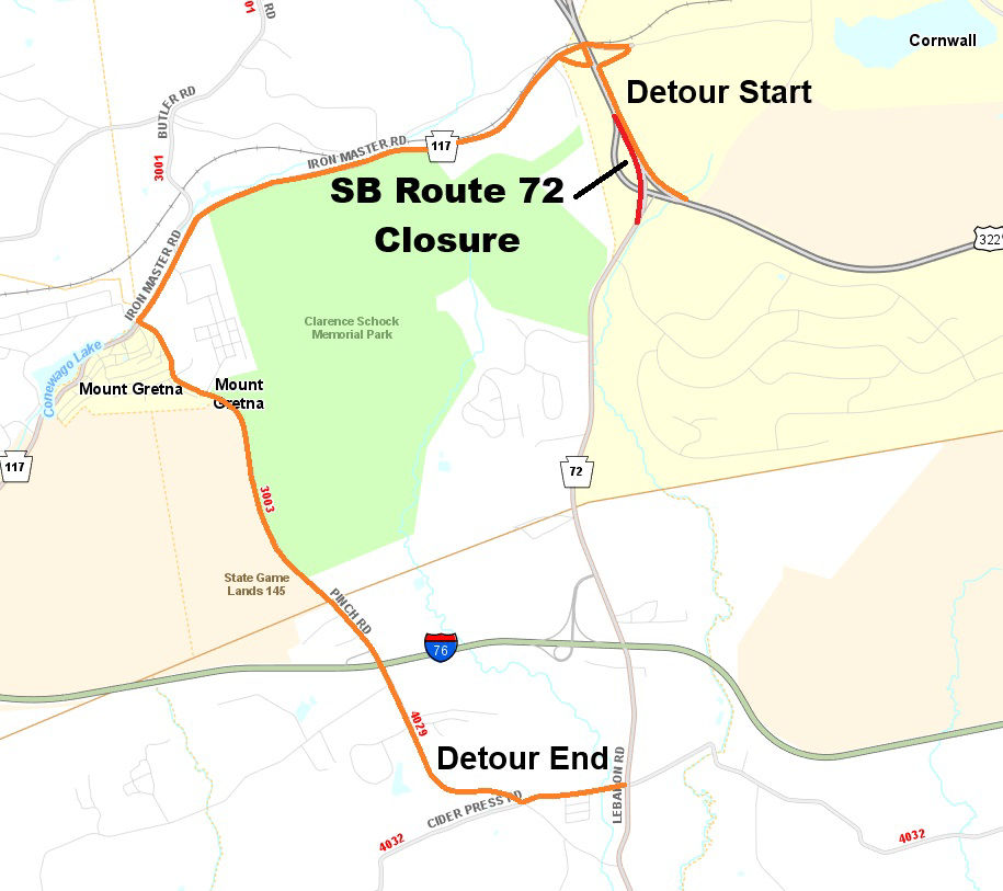 map indicating project location and detour