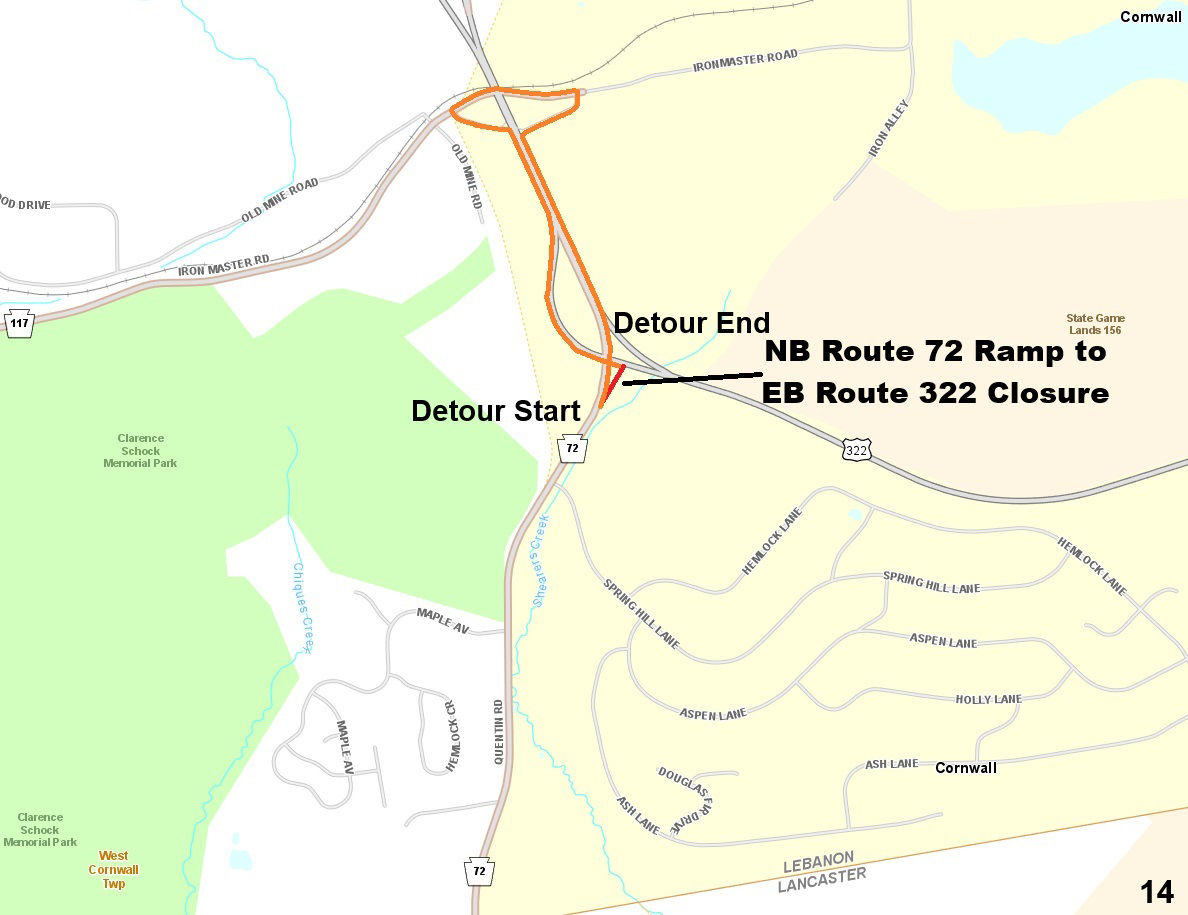 map indicating project location and detour