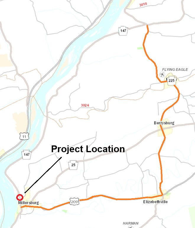 Location map for Route bridge project.