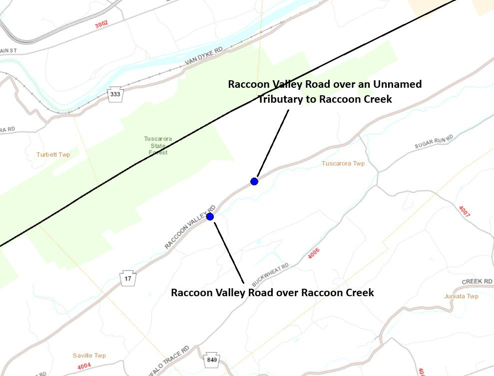 Location of Raccoon Valley Road (Route 17) bridge projects.