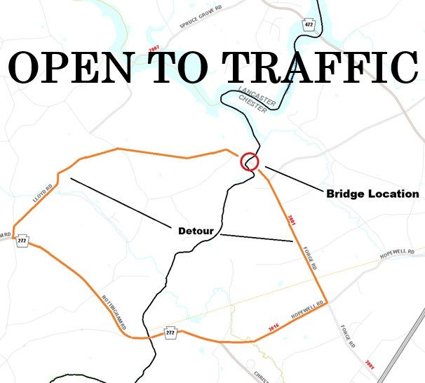 Route 2006 (Ashville Road) bridge is open to traffic.