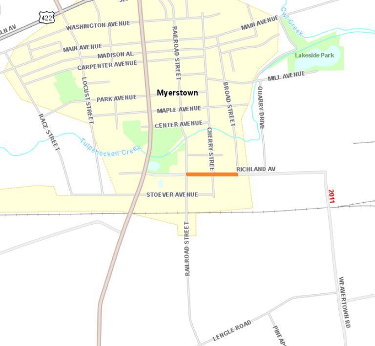 Utility pole replacement on Richland Avenue in Myerstown.