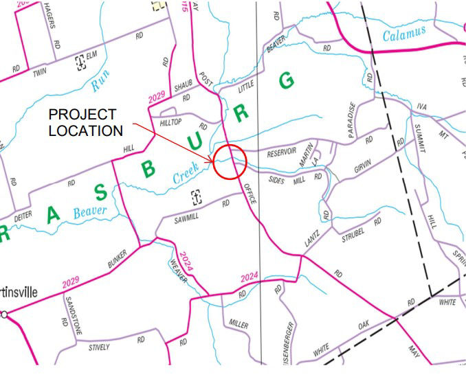 Location of May Post Office Road culvert project.