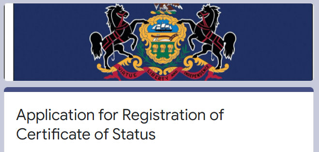 image of a fake Application for Registration of Certificate of Status