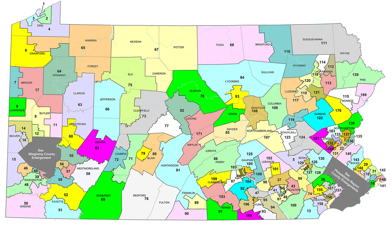 Map of Statewide House of Representatives districts