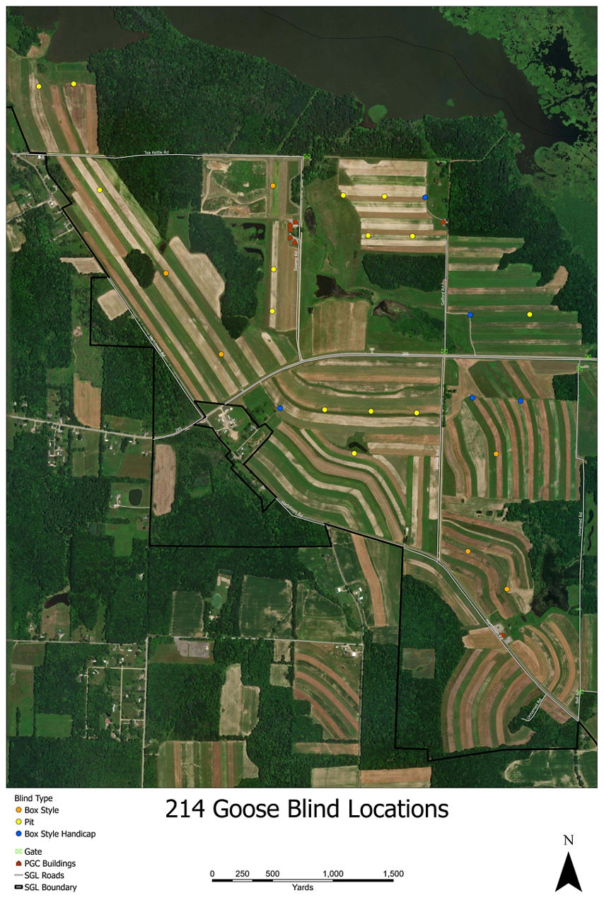 Maps of Goose Blind Locations at Pymatuning