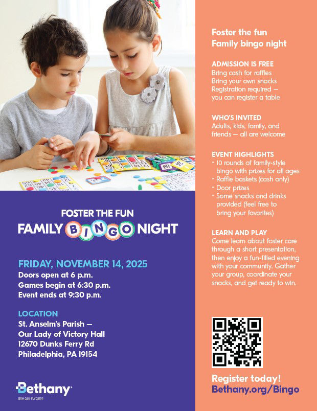 November 14, 2025 Foster the Fun Family Bingo