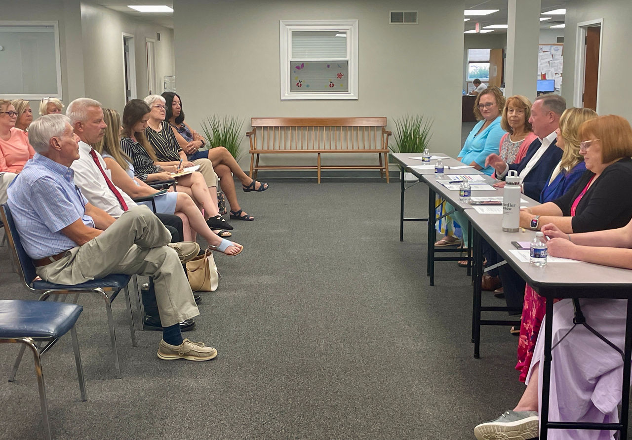 Secretary Jason Kavulich meets with aging officials from Adams County.