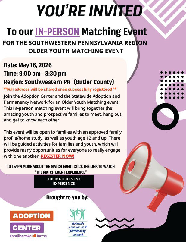 Thumbnail May 16, 2026 Matching Event Registration Flyer
