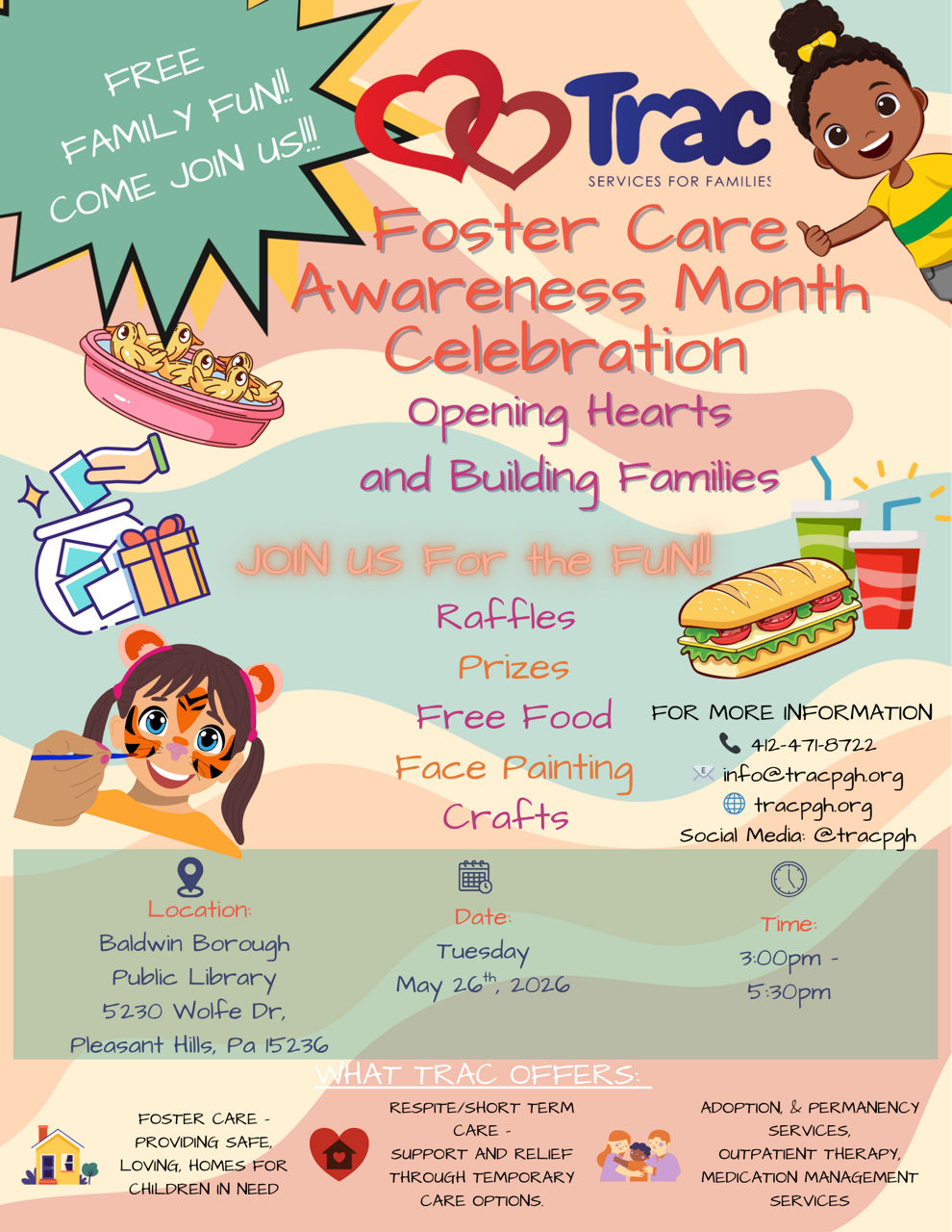 Trac Services for Families Foster Care Awareness Month Event Flyer