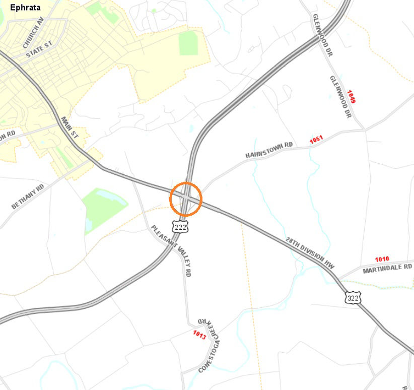 Route 222 bridges over Route 322 at Ephrata to be inspected.