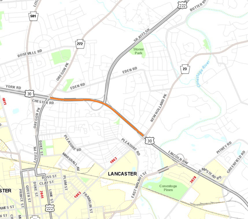 Route 30 lane restrictions this week in Lancaster County.