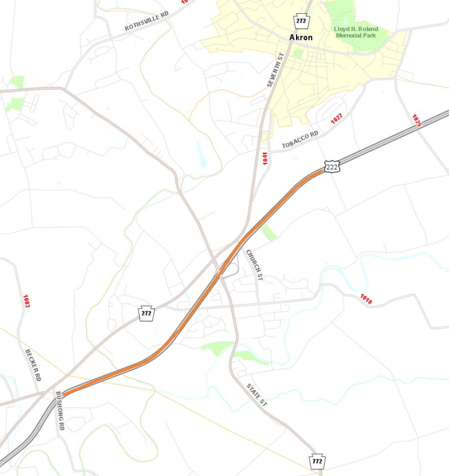 Lane restriction on Route 222 in Lancaster County.