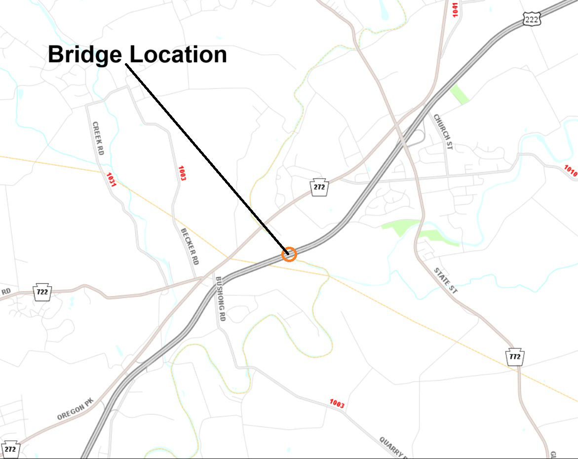 map indicating bridge location