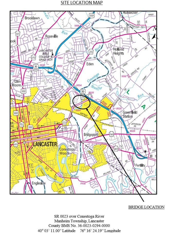 map indicating bridge location