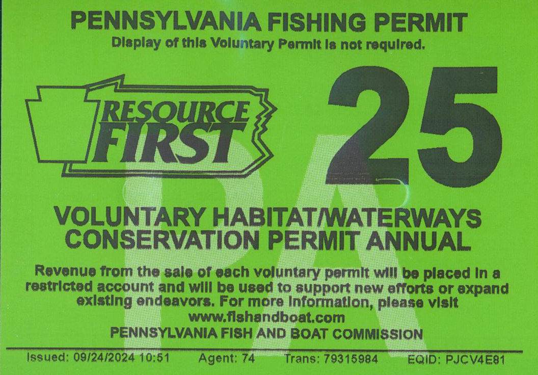 Photo of a 2025 Annual Voluntary Habitat/Waterways Conservation Permit 