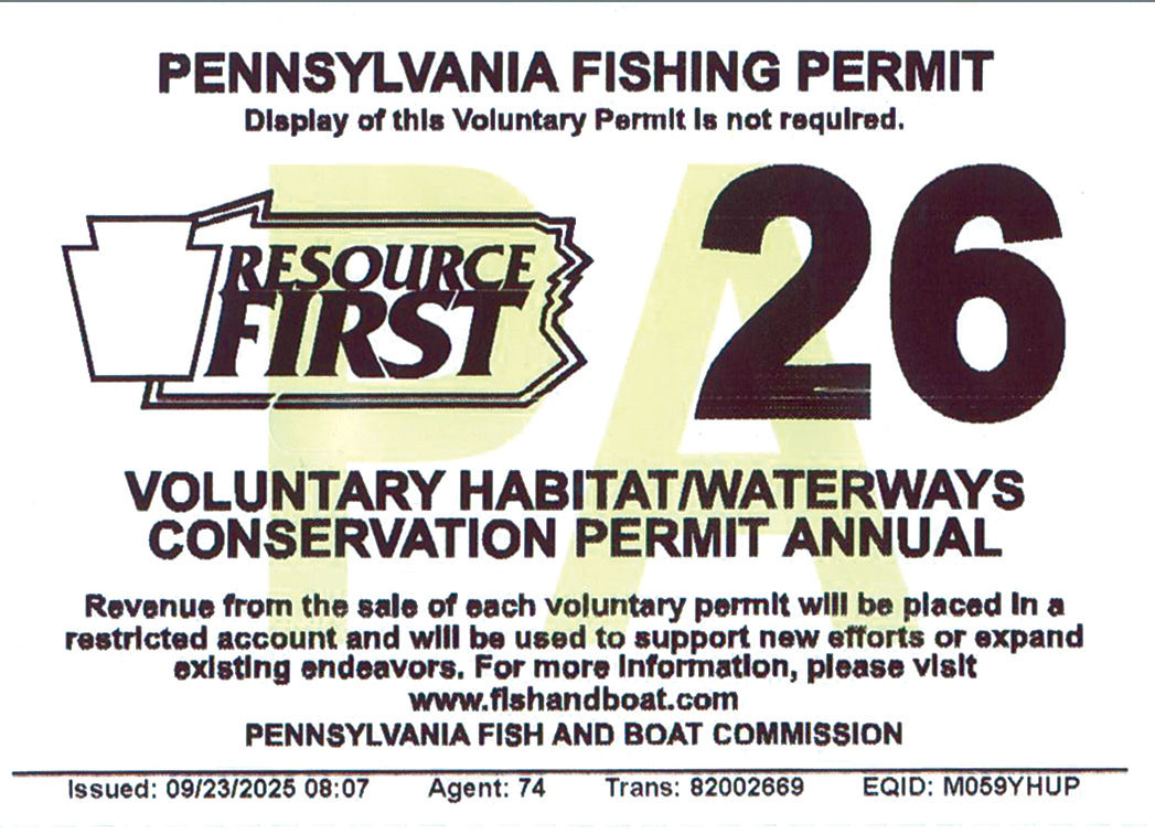 Digital mockup of a 2026 Annual Voluntary Habitat/Waterways Conservation Permit