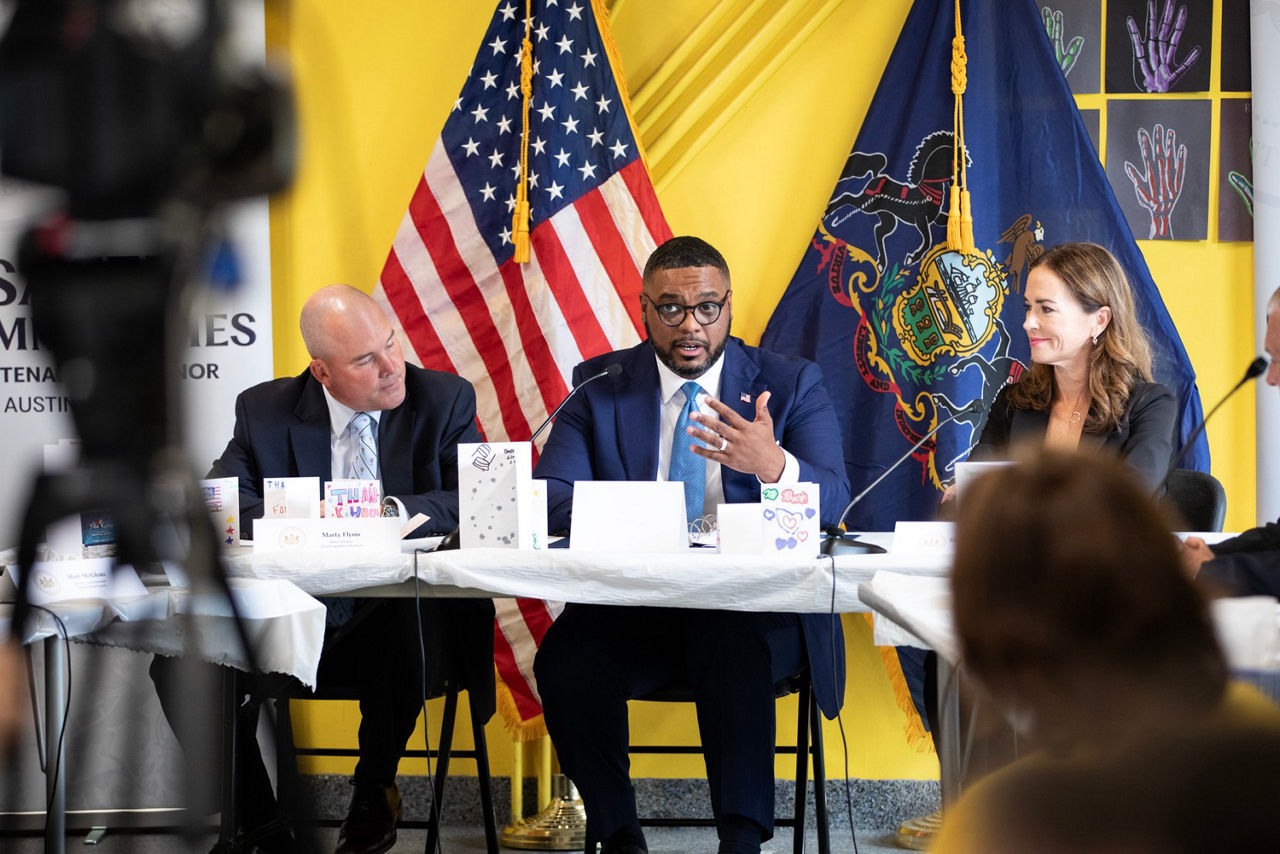 Lt. Gov. Austin Davis speaks at roundtable on gun violence in Scranton