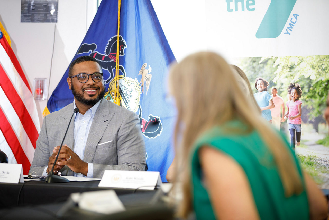 Lt. Gov. Austin Davis joined state and local leaders, business leaders, parents, and childcare providers for a roundtable conversation to discuss how to expand access and highlight how the Shapiro-Davis Administration is working to address the cost of childcare. Pictured here is Lt. Gov. Austin Davis delivering remarks during the event.