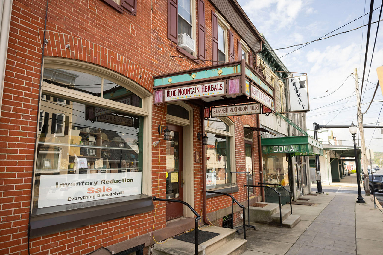 Small businesses in downtown Hamburg