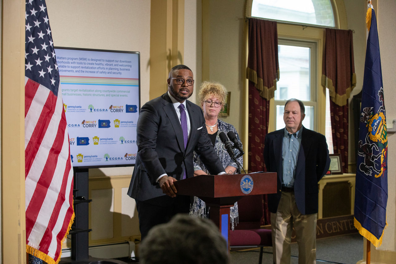 Lt. Gov. Austin Davis joins local leaders to highlight historic investments in Erie County communities. Corry gets a Main Street Matters grant award of $100,000 for commercial façade improvements. 

Through Main Street Matters, the Shapiro-Davis Administration is investing $20 million to revitalize downtown areas, help businesses grow, and improve community infrastructure. These funds build on the success of the Keystone Communities Program, which has helped cities and towns across Pennsylvania repair historic buildings, improve pedestrian safety, and provide direct support to small businesses. 

Administered by the Pennsylvania Department of Community and Economic Development (DCED), Main Street Matters received more than 200 applications requesting over $43 million, underscoring the demand for strategic investments in Main Streets across Pennsylvania. The Governor’s 2025-26 budget proposal includes another $20 million for this successful initiative. 