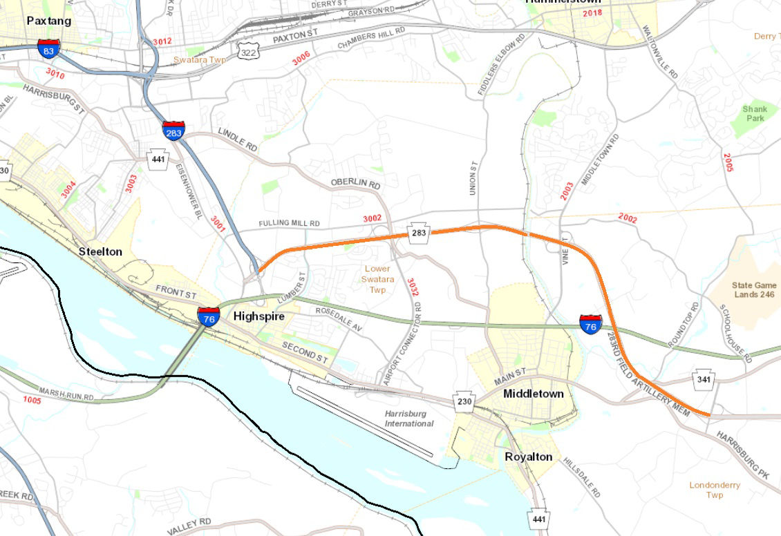Stormwater maintenance on Route 283 in Dauphin County.
