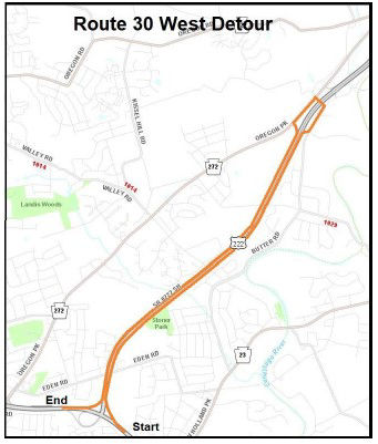 Route 30 west detour.