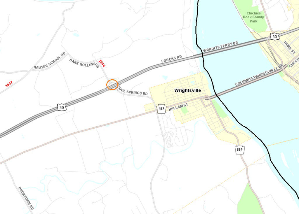 Cool Springs Road bridge over westbound Route 30 inspection.