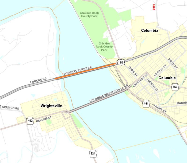 Route 30 Wrights Ferry Bridge in Lancaster County.