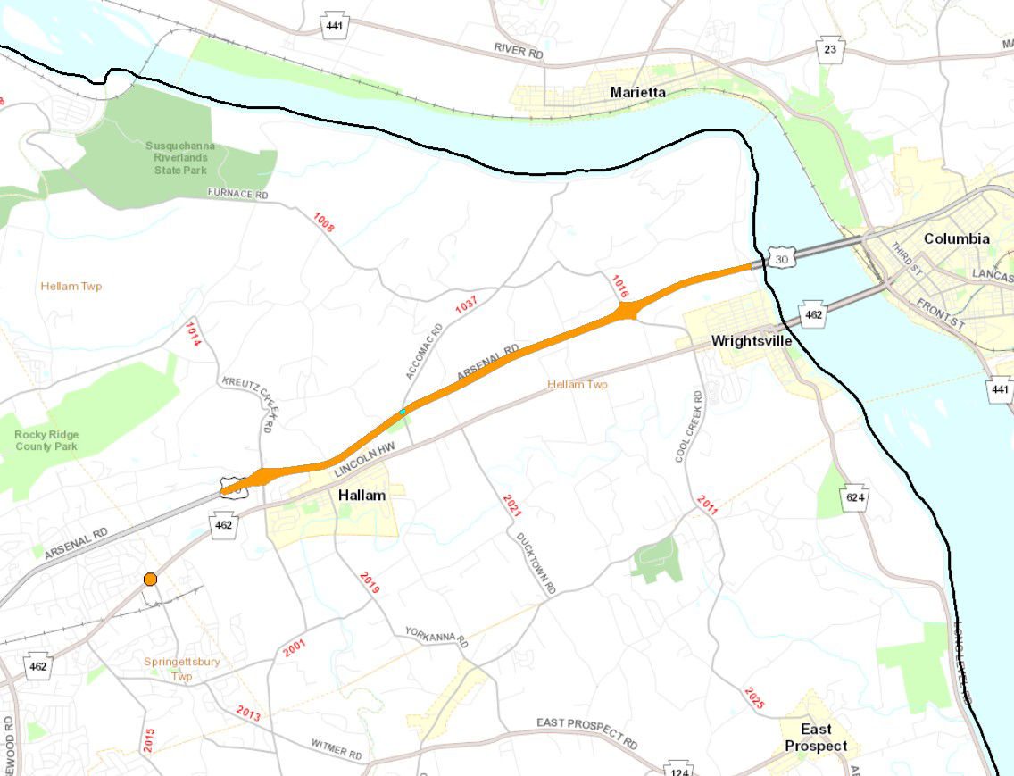 Pavement patching on Route 30 in York County.
