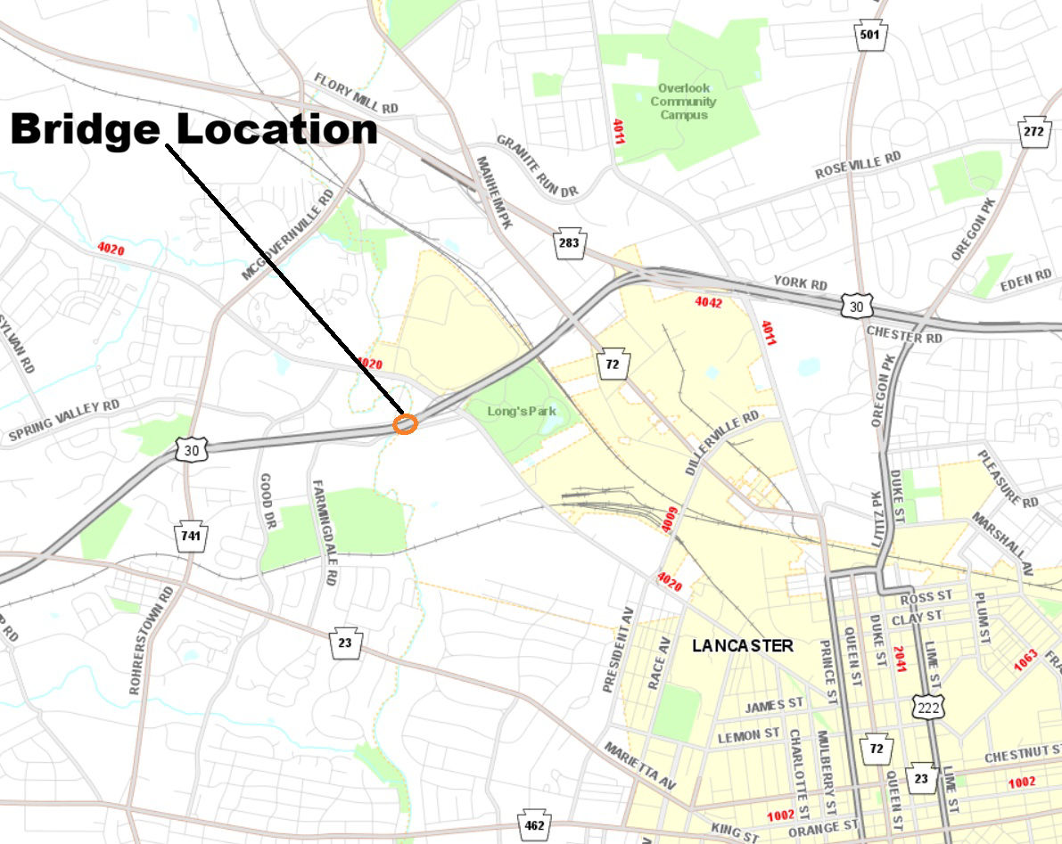 map indicating bridge locations