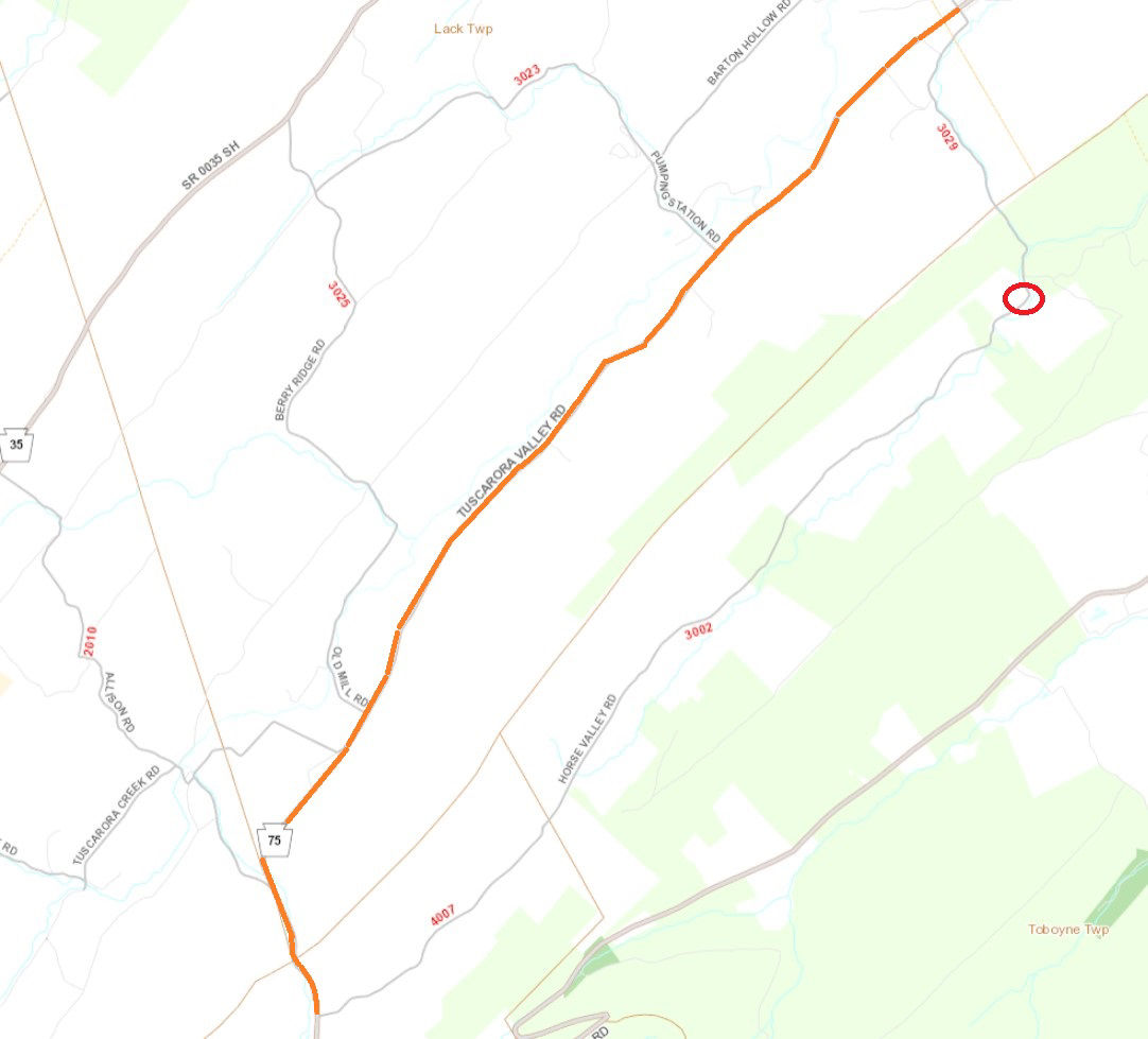 Location of Horse Valley Road Bridge which will be closed April 28 for up to 90 days.
