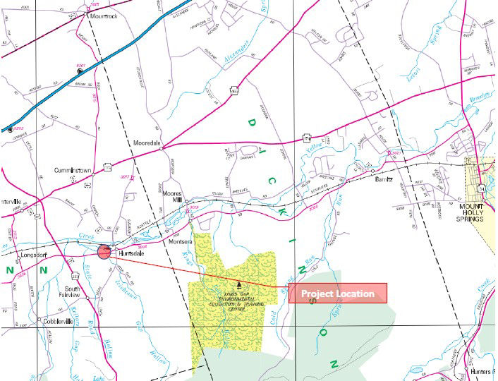 Location of Pine Road Bridge Replacement Project in Cumberland County.