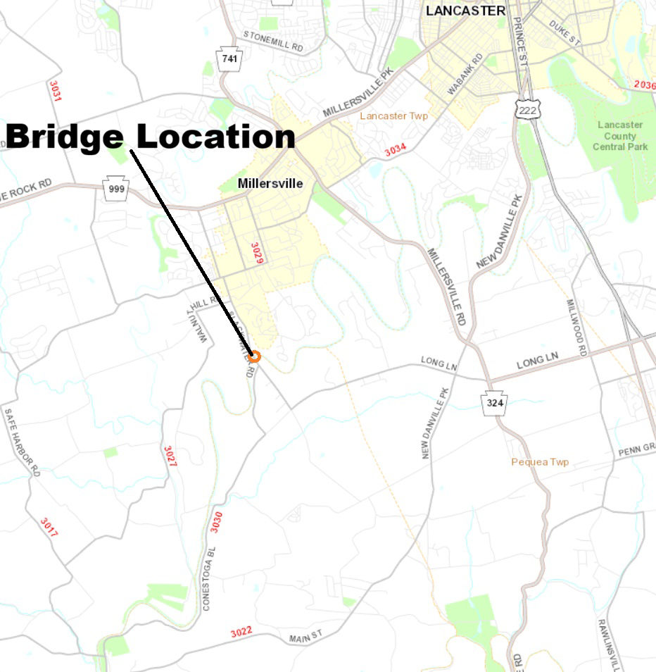 map indicating bridge location