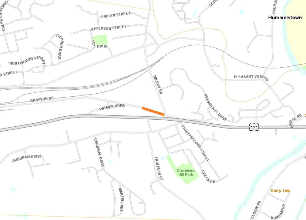 Location of Grayson Road lane restrictions. 